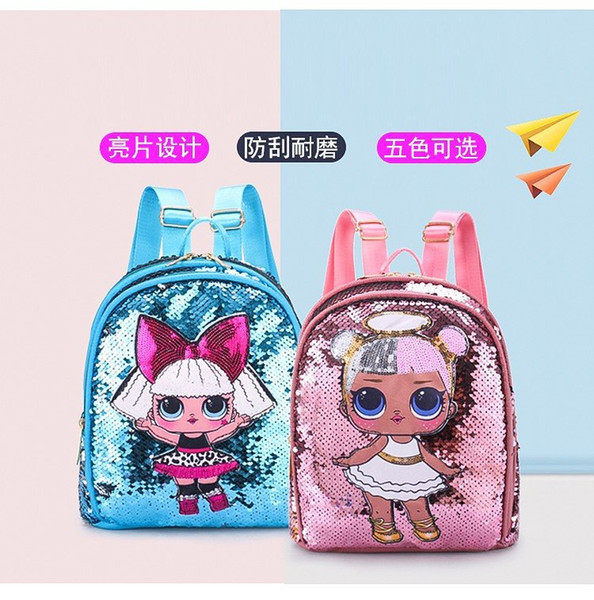 2019 Sequin Double Back Young STUDENT'S Backpack Bag Travel chu you bao