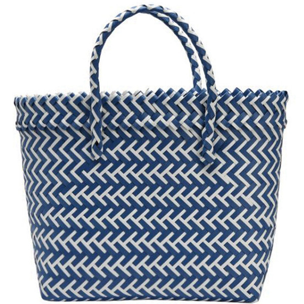 ABSF Korean Version Of The Basket Weaving Shopping Bag Bathroom Basket Portable Handbag Blue