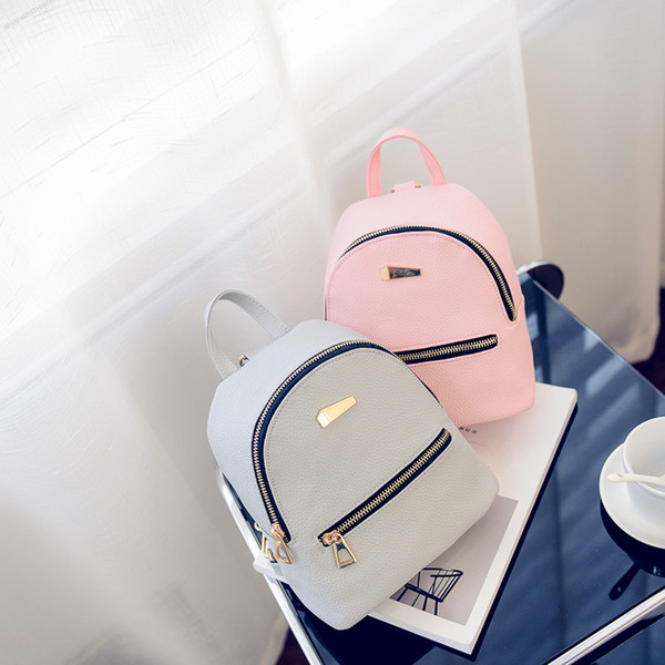 2020 Trend New Style Backpack Korean-style Pu College Style Backpack Versitile Fashion Women's Bag Mini Small Bookbag