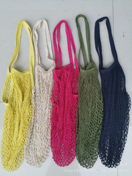 Cheapest wholesale 50/pcs mesh shopping bag portable Shopping bag fruit mesh bag