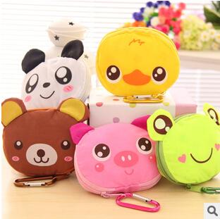 Cute Cartoon Shopping Bag Reusable Eco-Friendly Shopping Tote Portable Foldable Zipper Bags pouch purse handbag Children kids gift OEM