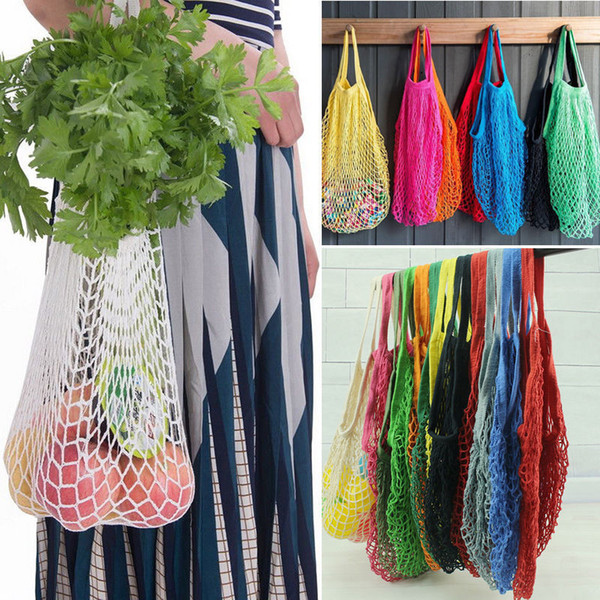 Net Bag Fruit Shopping String Grocery bags Reusable Bags Mesh Woven Shopper Tote Shopping Tote Handbag FFA216 60PCS