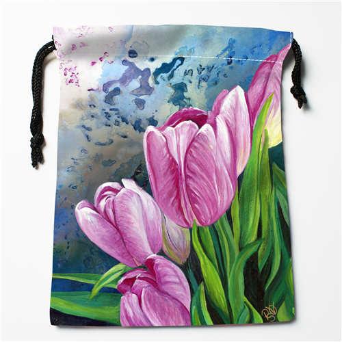 Custom Printing pink-tulips (1)Drawstring Shopping Bags Travel Storage Pouch Swim Hiking Toy Bag Unisex Multi Size18-12-05-91