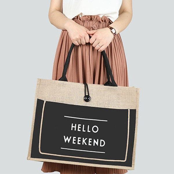 Women Linen Tote Large Capacity Casual Shoulder Bag Lady Handbag Beach Shopping Bags