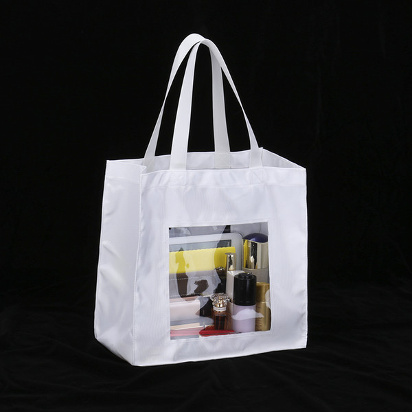 White tote bag with clear PVC window available for customize