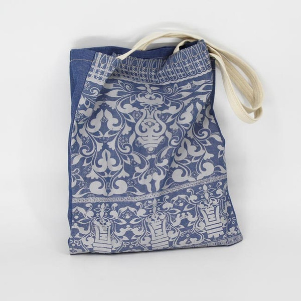 Bohemian Bag Traditional Chinese Patterns Printed Women Bag Shopping Bolsas De Mano Denim Fashion Blue tote