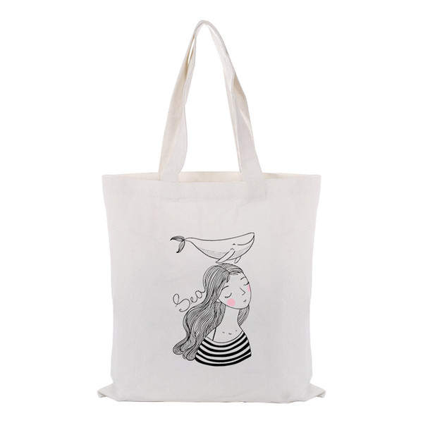 ILLUSTRATION Handbag Daily Use DIY Custom Print Logo Canvas Tote Bag Eco Ecologicas Reusable Shopper Bag Recycle