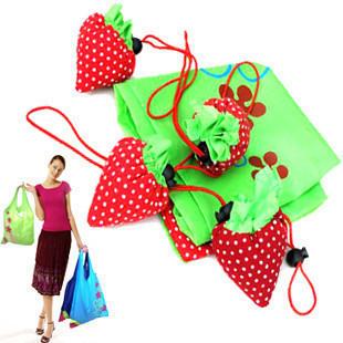 Environmental cartoon shopping bags promotional bags collapsible storage bags strawberry folding creative promotion gift