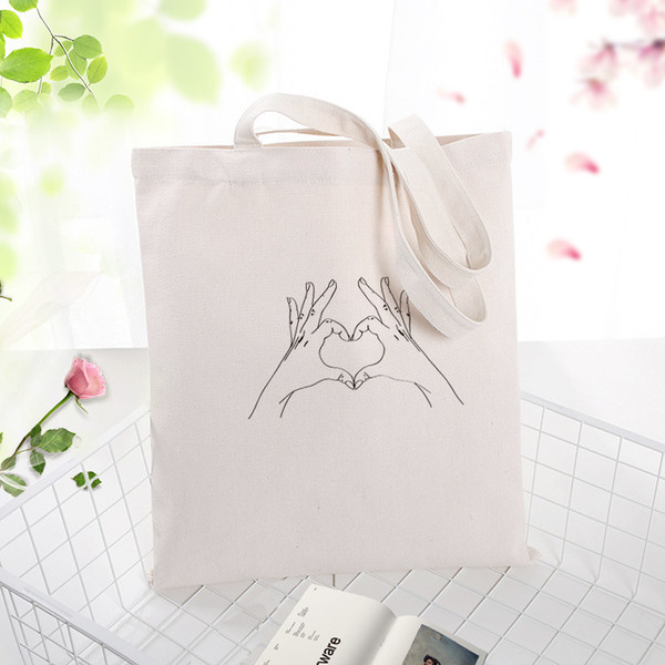 gesture Canvas Tote Bag Shopping Bag Custom Print Logo Text DIY Daily Use Eco Ecologicas Reusable Recycle Handbag