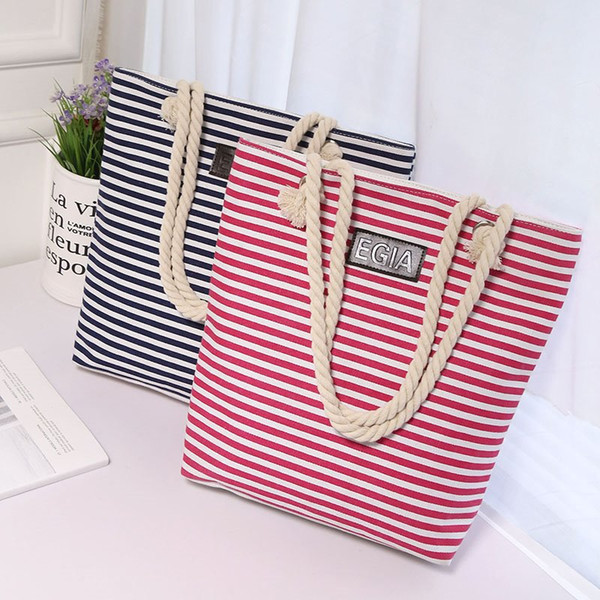 2020 New Style Korean-style WOMEN'S Bag Stripes Canvas Handbag Bag N-Style Literature And Art Fresh Crossbody