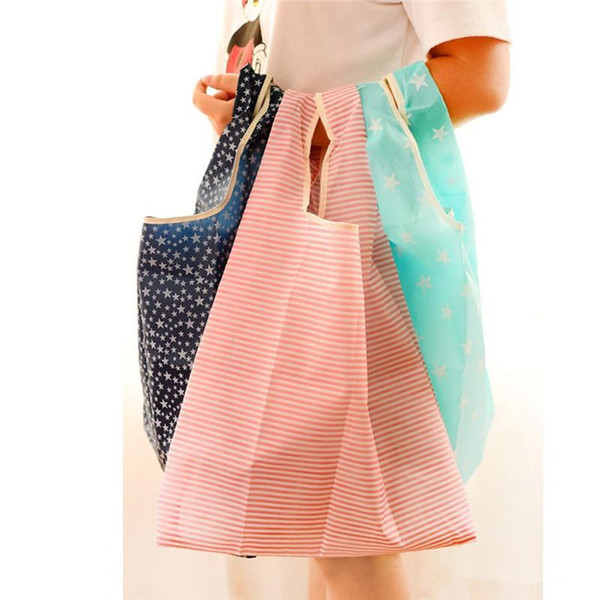 6 style New Fashion printing foldable green shopping bag Tote Folding pouch handbags Convenient Large-capacity storage bags D35