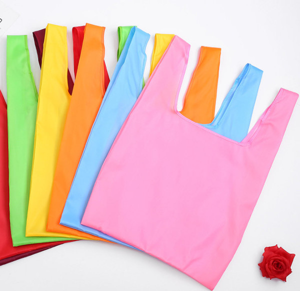 Folding Shopping Tote Woman Portable Grocery Bags High Quality Oxfor Cloth Candy Colors Storage Bag Wholesale SH004