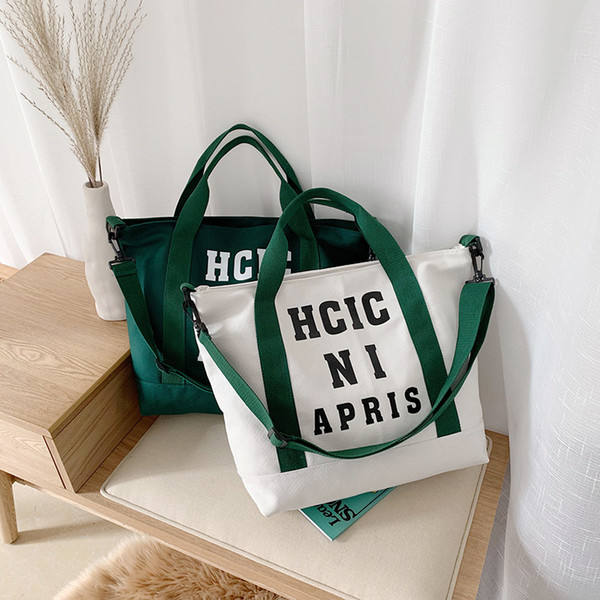 2019 New Style Korean-style INS Trendy Letters Large Capacity Canvas Bag Women's College Style Students Crossbody Bag Fashion