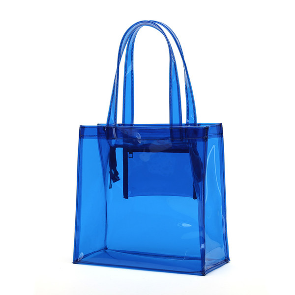 Clear beach tote summer pvc shopping bag see through bag transparent zipper organize bag