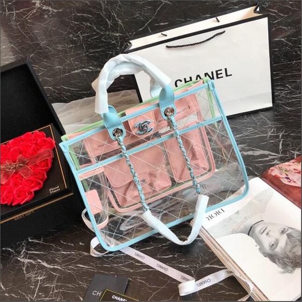 Spring and summer new transparent large Size chain matching shopping bag beach bag, holiday series set shopping bag lar