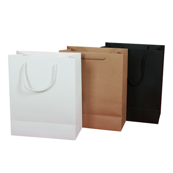 vertical 2016 stock and customized kraft paper ivory board black paper gift bag paper bag with rope handles