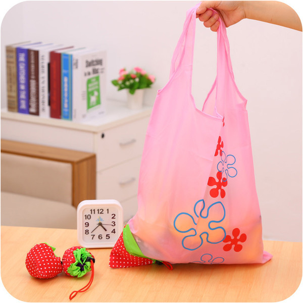 New Creative Nylon Cute Strawberry Shopping Bag Reusable Eco-Friendly Shopping Tote Portable Folding Bags Gifts Go Green