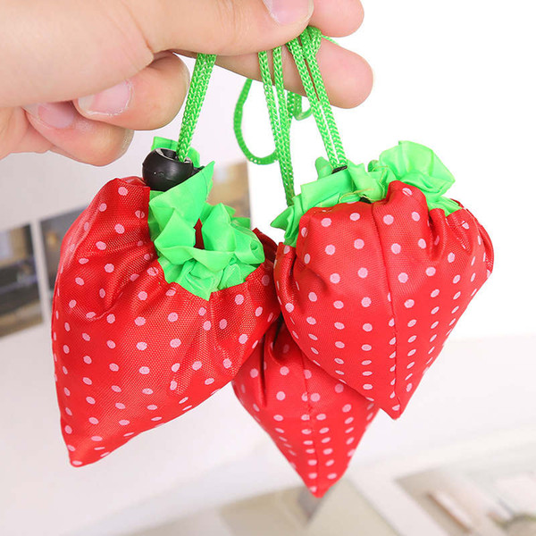 Hot selling strawberry shaped polyester shopping bags gift bags for Christmas with large capacity tote bags free shipping