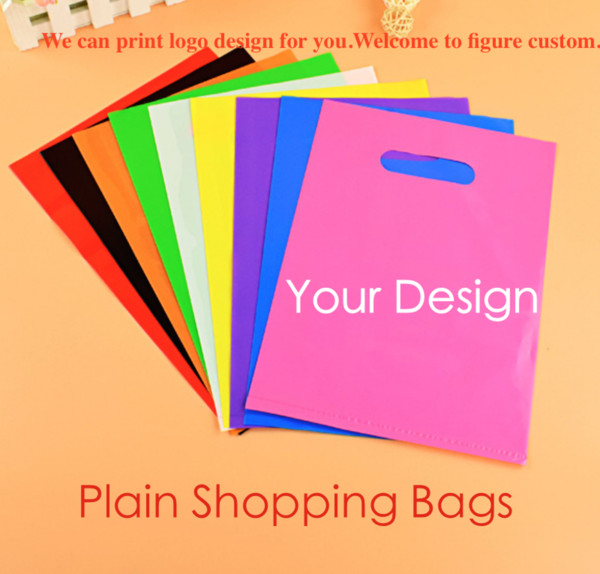 plain color PE cloth bags blank shopping bags plastic packaging bag can custom print company design advertising gift bags wholesale