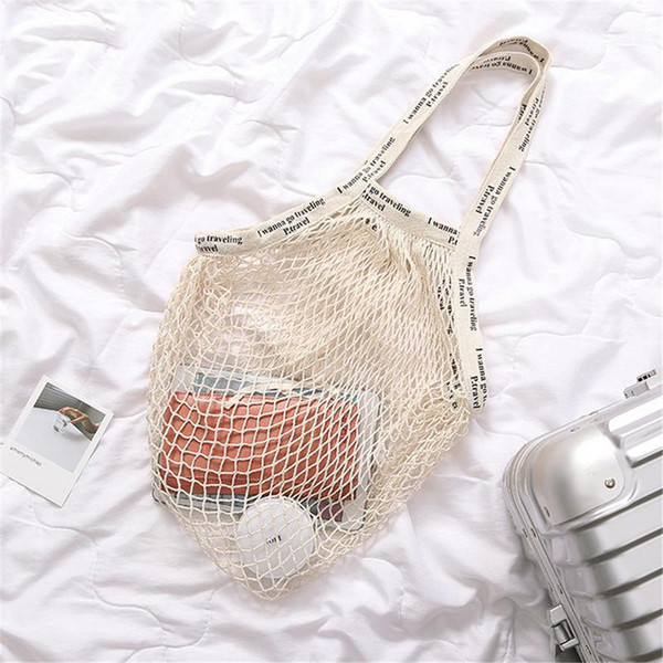 Net Mesh Shopping Bag Pure Cotton Shopping Bags European American Style Fashion Purse Shopper Bag For Women Ladies Girls Purse