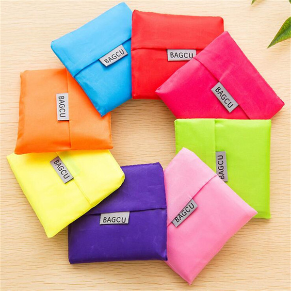 Fashion Foldable Shopping Bag Eco-Friendly Carrier Bags Reusable Pouch Storage Handbag Portable Folding Tote Colorful Packaging Bags