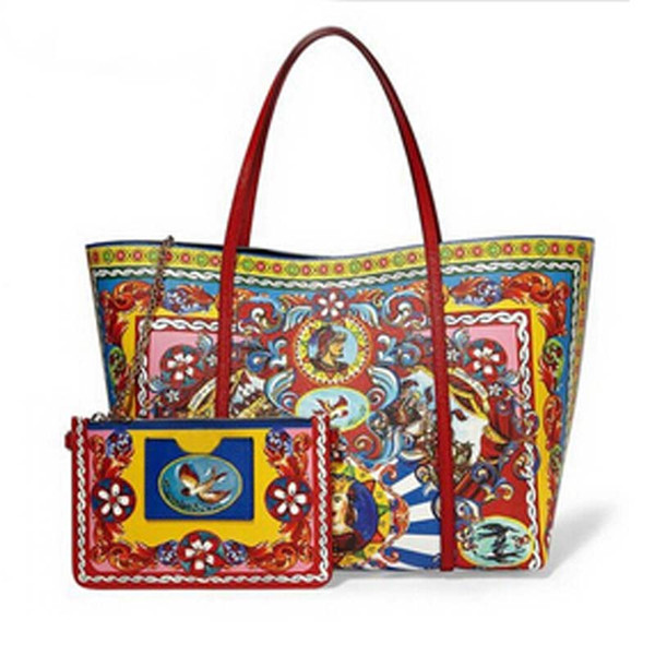 Compositeshoppingleatherbagof large capacity portable printing bag new leather bag ladies