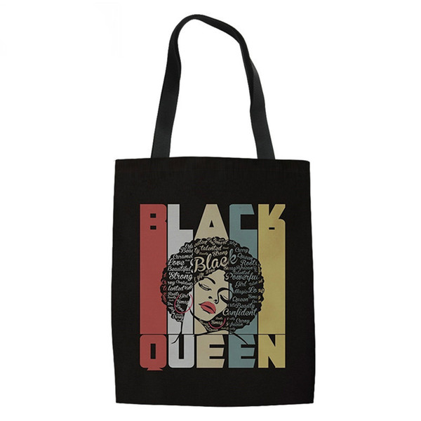 THIKIN Tote Ladies Casua Black Art African Girls Printing Ladies Large Capacity Female Shopping Bag Women Canvas Shoulder Bag