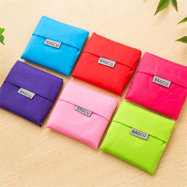 Fashion Foldable Shopping Bag Eco-Friendly Carrier Bags Reusable Pouch Storage Handbag Portable Folding Tote Candy Color Packaging Bags