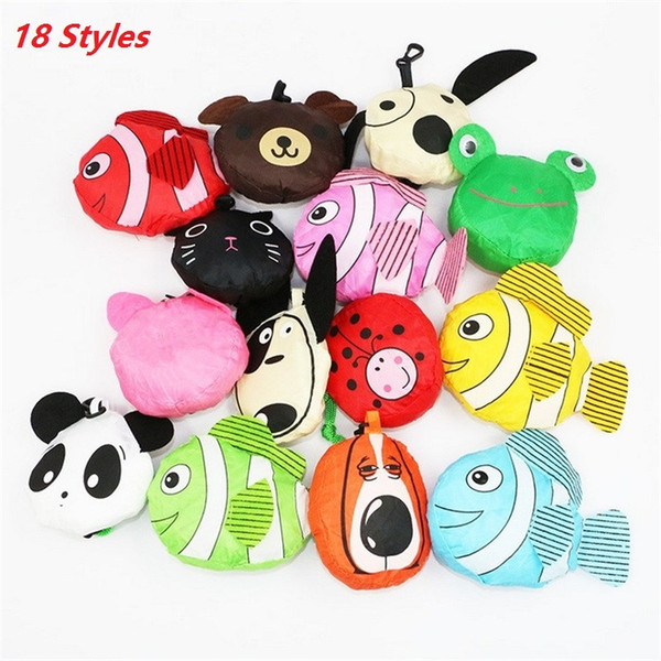 Newest 18 styles New Cute Useful Animal Bee Panda Pig Dog Rabbit Foldable Eco Reusable bag Shopping Bags A0136