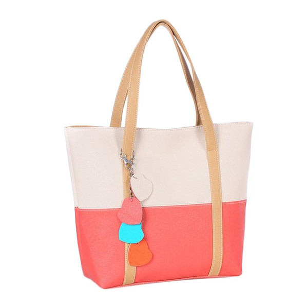 Banabanma Women Fashion shopping bag Lady Shoulder Bag with Lovely Heart Pendant Satchel Tote Purse PU Leather Messenger ZK30