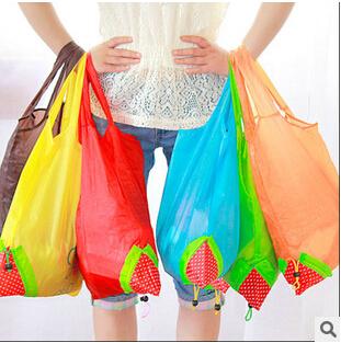 2017 Nylon Cute Strawberry Shopping Bag Reusable Eco-Friendly Shopping Tote Portable Folding Foldable Bags pouch Go Green DHL free