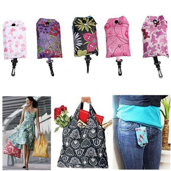 New Foldable Handy Shopping Bag Reusable Tote Pouch Recycle Storage Handbags Home Storage Organization Bag c714