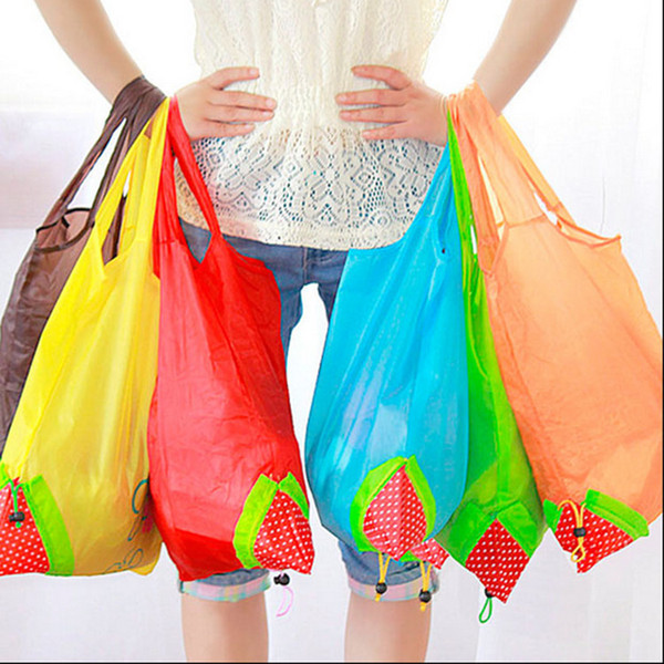 Portable Cute Strawberry Bags Eco-friendly Resuable Shopping Bags Tote Folding Foldable Bag Pouch Environmental Convenient Bag