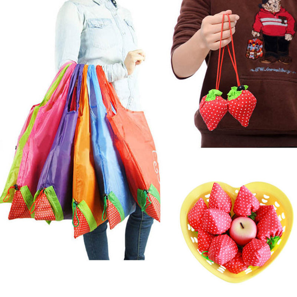 Strawberry Foldable bag Reusable Eco-Friendly Shopping Bags Pouch Storage Handbag Strawberry Foldable Shopping Bags Folding Tote 1000pcs