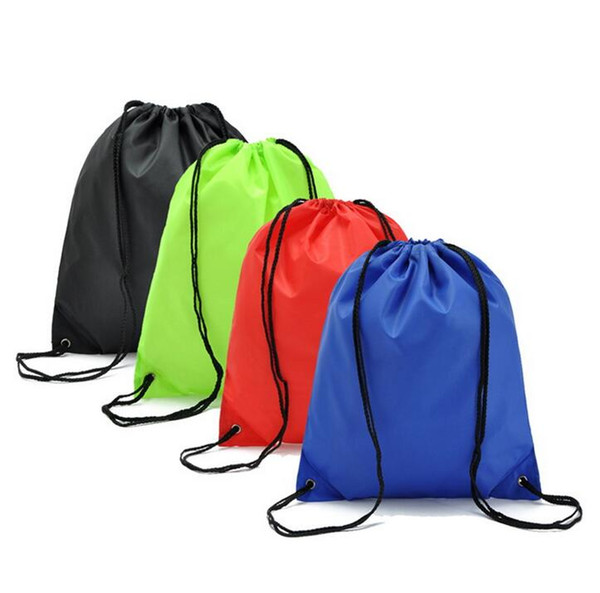 Portable sack cheap nylon drawstring backpack simple Solid bag back bag for travel drawstring bag for books shoes