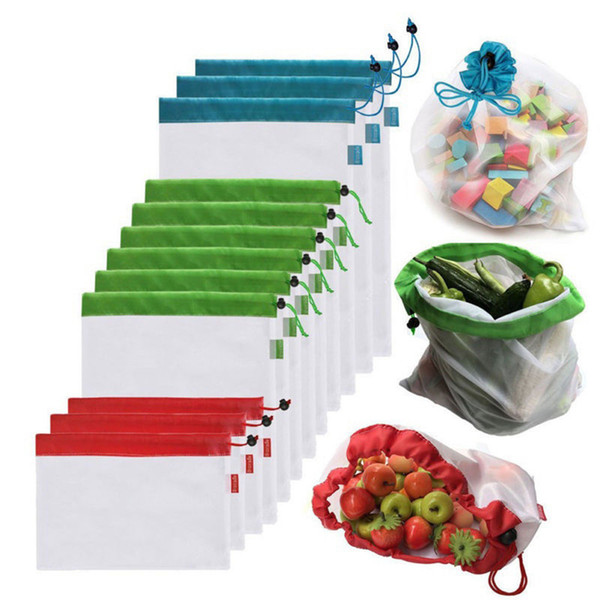 1PC Reusable Mesh Produce Bags Washable Eco Friendly Bags for Grocery Shopping Storage Fruit Vegetable Handbag Shopping