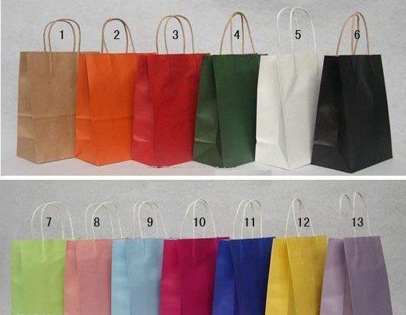 Multi color 2000pcs kraft paper gift bag With Handles for shopping Christmas Festival package size 27*21*11cm Z741