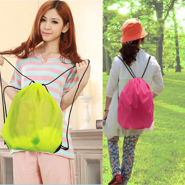 2016 HOT Drawstring tote bags 9 colors Polyester Backpack folding creative promotion gift shopping bags Free Shipping