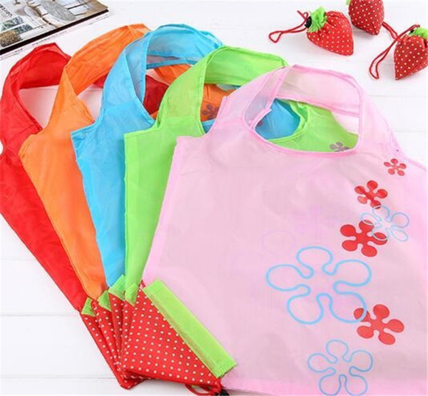 cute Strawberry Shopping Bags Foldable Tote Eco Reusable Storage Grocery Bag Tote Bag Reusable Eco-Friendly Shopping Bags D0150