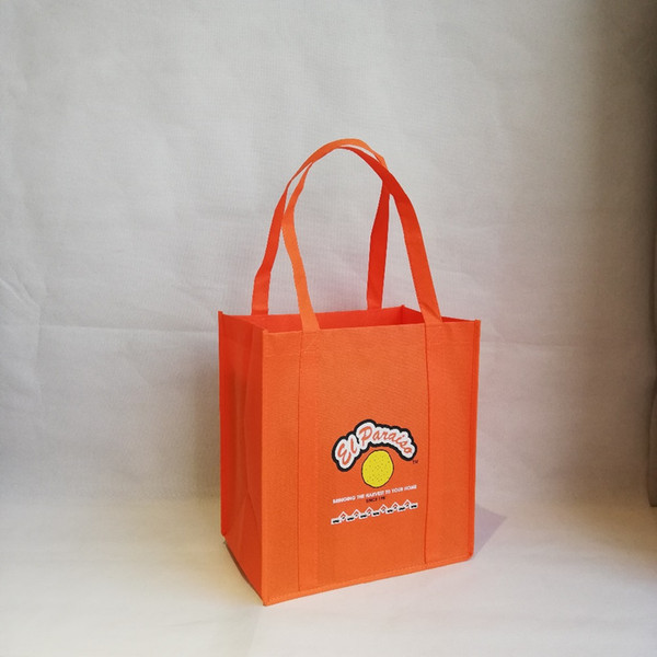 Wholesales 500pcs/lot Custom Printed Bags Logo Reusable Fruit Tote Bags Reinforce Non Woven Grocery Shopping Supermarket