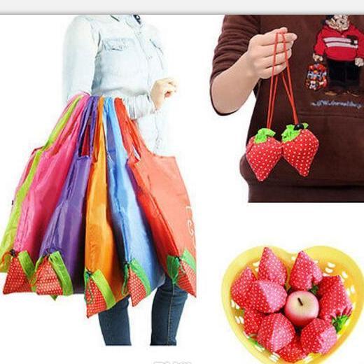 Strawberry Foldable bag Reusable Eco-Friendly Shopping Bags Pouch Storage Handbag Strawberry Foldable Shopping Bags Folding Tote