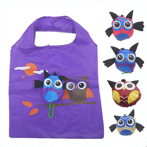 New Owl Polyester Folding Shopping Bag Animal Printed Eco Bag Creative Cute Foldable Handbag Shoulder Tote Resuable Shopping Storage Bags