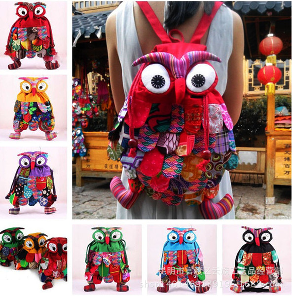 Colorful Ethnic Style Kids School Backpack Preschool Bag Toddler Cute Lunch Bag Owl Backpack Cartoon Animal Backpack Shoulder Bag