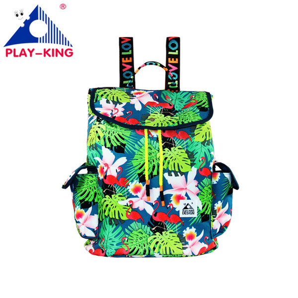 PLAYKING Canvas School Backpack Women Printing Backpack Travel Bag For Teenagers Girls Large Capacity Ladies School Bag