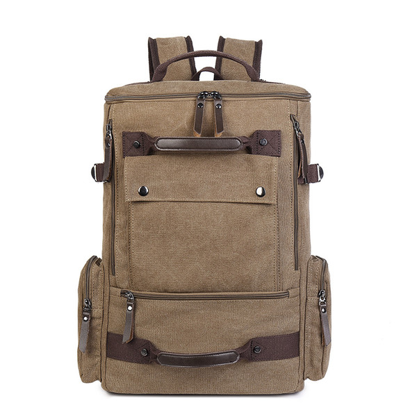 Men's canvas travel backpack outdoor sports bags large capacity multi-functional hiking bag