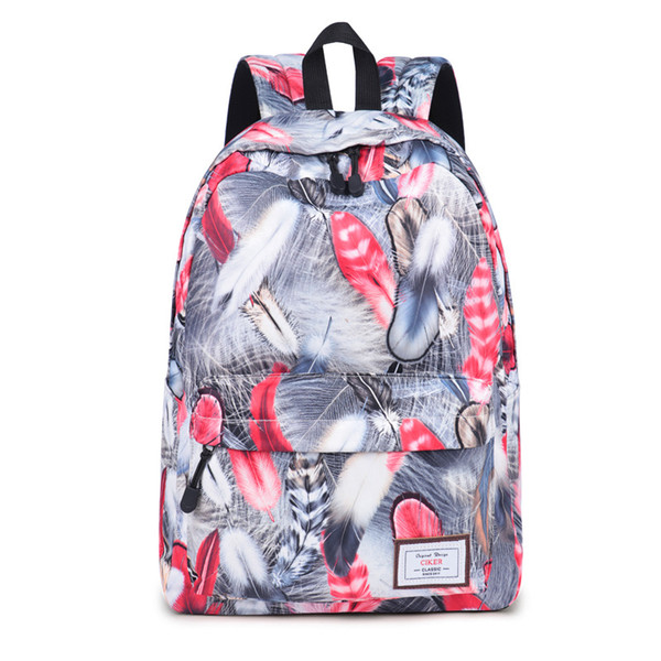 2019 luxury brand new anti-splash feather print backpack cute fashion student computer backpack leisure travel bag with top quality