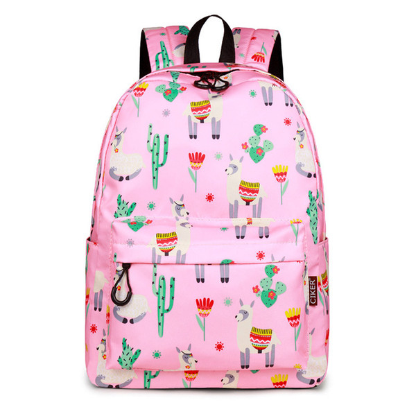 New shoulder bag female cute casual printed alpaca backpack female large capacity campus bag backpack