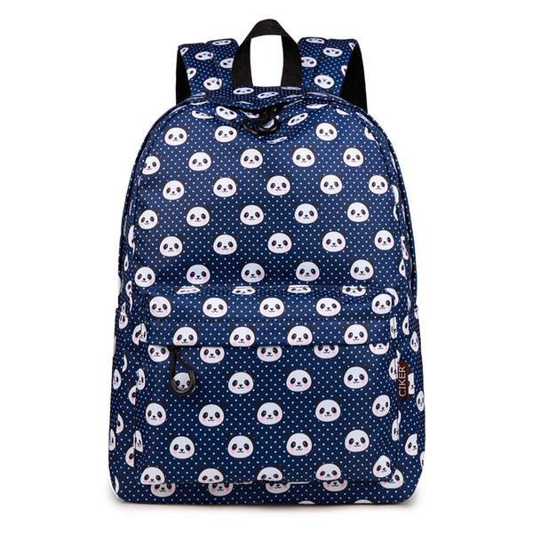 2019 new fashion Shoulder bag female small fresh panda print backpack high school student college student water repellent canvas backpack