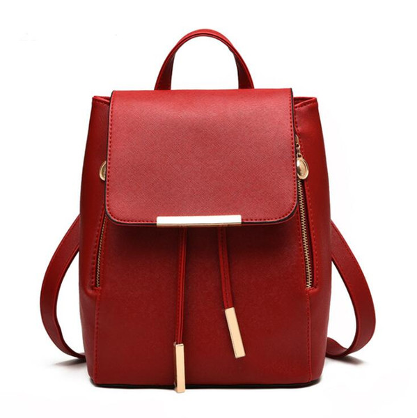 Women Backpack High Quality PU Leather School Bags for Teenage Girls Top-handle Backpacks Female Black Drawstring Bag Bagpack