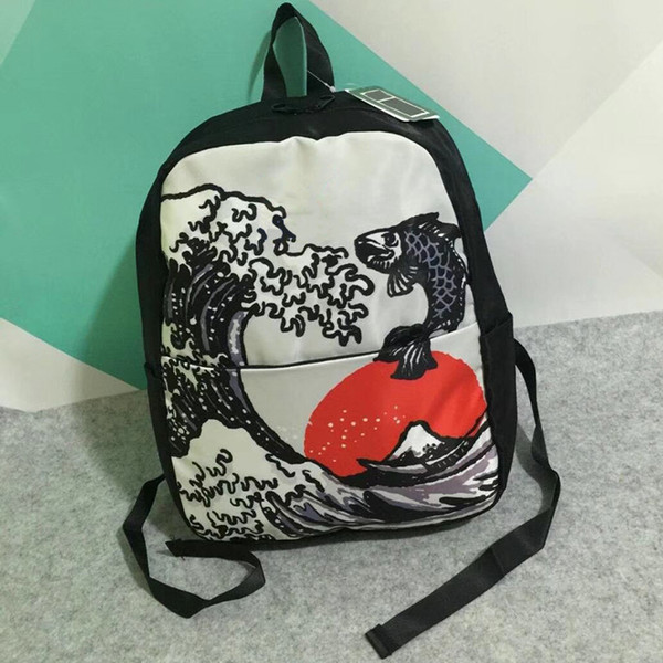 2019 New Fashion Versatile Shoulder Bag Wave Print Backpack Personality Student Bag High Quality Men Women Shoulder Bag 2 Colors